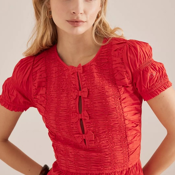 ❤️ Damson Madder Saffy Midi Dress – Red Alert – Size 12 (NWT) ❤️ - Picture 2 of 8